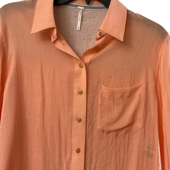 Free People Women’s Sheer High Low Button Down - Picture 6 of 12